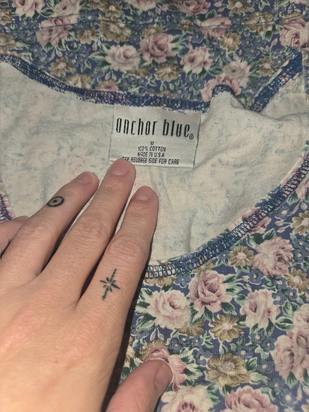 Vintage Anchor Blue Floral Short-Sleeve Womens Shirt - Pink & Blue